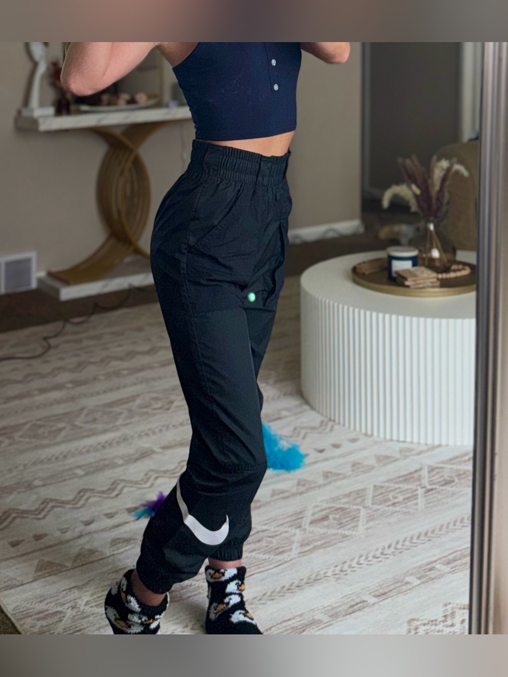 Nike Black Track Pants with White Swoosh
